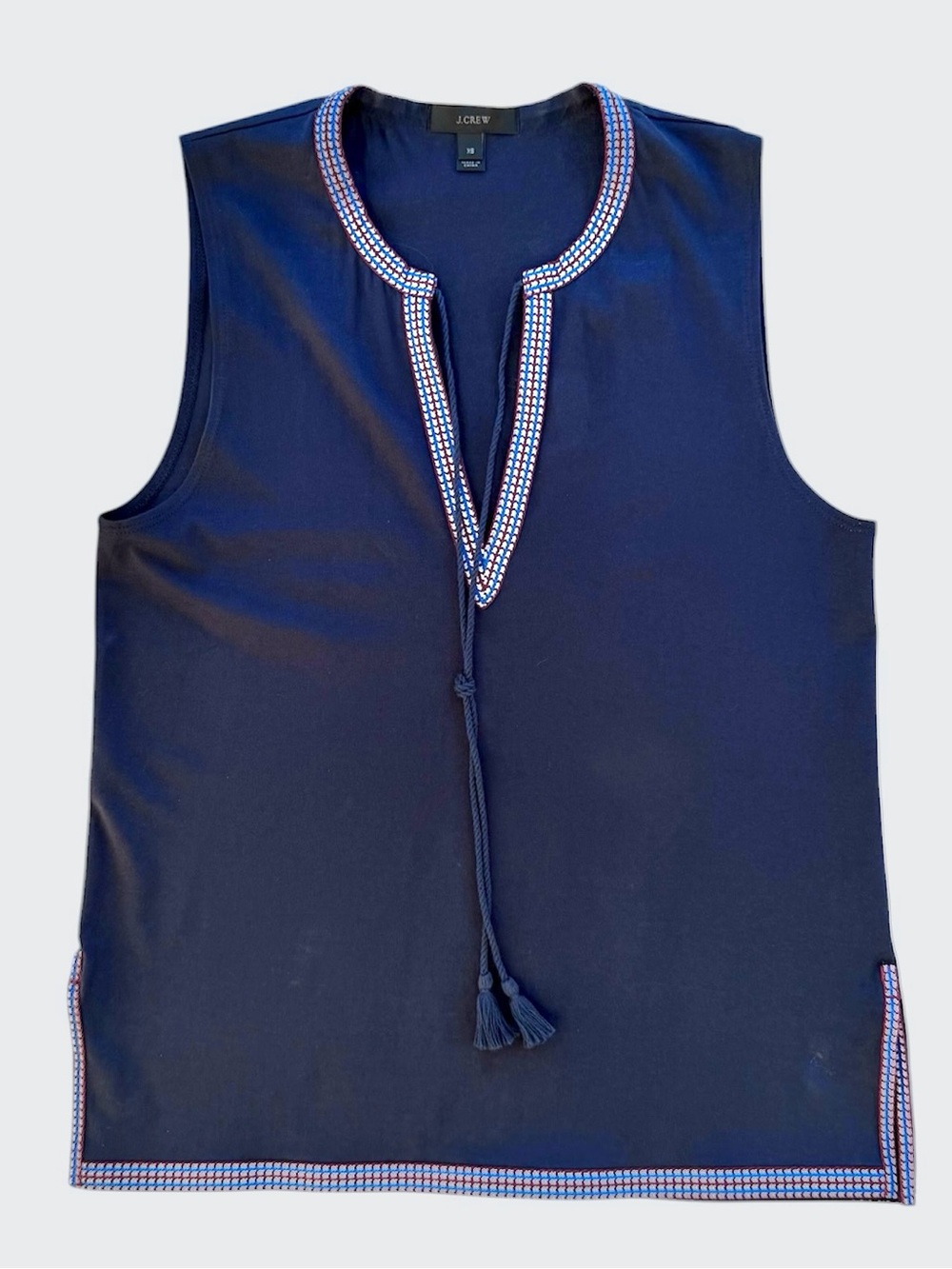 J.Crew Navy Blue Sleeveless V-Neck Tunic Tank Top ~ Women’s XS